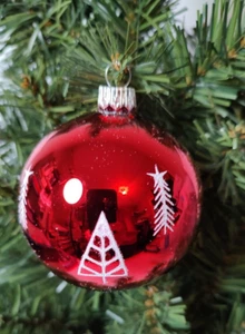 6 - Vitbis Red Glass Christmas Ornaments Made In Poland 3” Balls Trees Mica - Picture 1 of 6