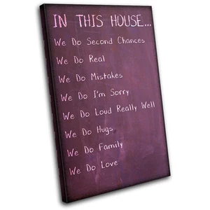 Children House Rules Typography SINGLE CANVAS WALL ART Picture Print VA - Picture 1 of 1