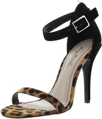 Anne Michelle Enzo 01N Leopard Suede Single Strap Heels Size 9 NWOB - Image 1 of 4