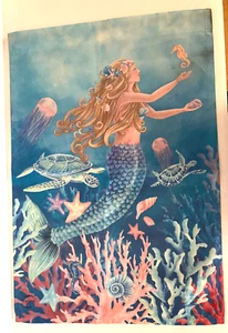 MERMAID UNDER THE SEA  ~ SMALL 12" X 18" GARDEN BANNER FLAG - Picture 1 of 2