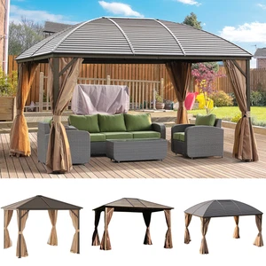 Outsunny Gartenpavillon Pavillon mit 4 x Doppel-Seitenteilw Alu - Bild 1 von 34