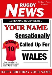 A5 personalisierte Wales Rugby Grußkarte Geburtstag Rugby PIDOA1 - Bild 1 von 1