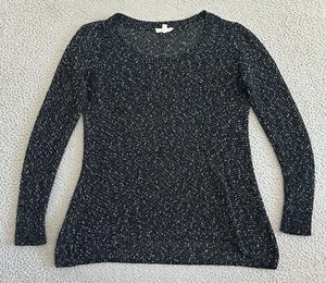 Suéter de punto abierto Eileen Fisher para mujer mediano moteado sal y pimienta cuello redondo - Imagen 1 de 19