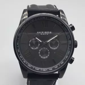 Akribos XXIV Watch Men Black Dial 45mm Day Date AK736BK New Battery - Picture 1 of 17