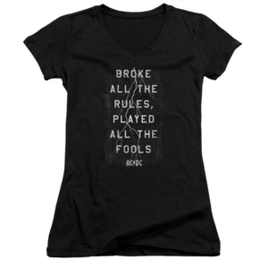 AC/DC Thunderstruck Song Lyrics Juniors V-neck Shirt - Picture 1 of 7