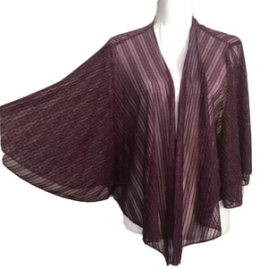 Inc Plum Wine Plata Kimono Metálico Manga Flounce Topper Transparente $58 #MQ1 - Imagen 1 de 10