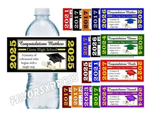 50 GRADUATION WATER BOTTLE LABELS FOR PARTY FAVORS - Glossy Class of 2025 - Picture 1 of 6