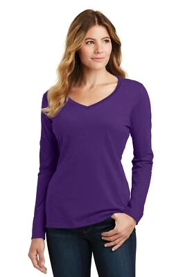 Port & Company Women's Long Sleeve V-Neck Fan Favorite T-Shirt LPC450VLS - Image 1 of 3