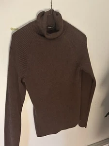 jeanne pierre cotton nylon Chocolate Brown Ribbed Turtle Neck Sweater - M - Bild 1 von 4