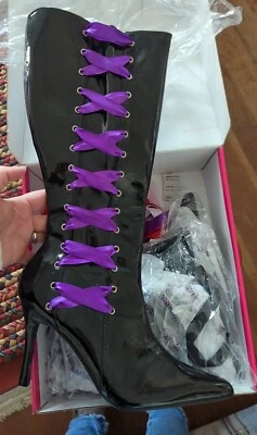 NUEVAS Botas Funtasma Para Mujer Talla 9 VIX126/B Negras Charol ¡Sexy! Foto 1 de 4