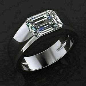 2.10Ct Lab Created Diamond Men's Anniversary Gift Ring In 14K White Gold Plated