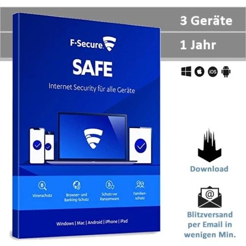F-Secure Safe 2025, 3 Geräte - 1 Jahr, Blitzversand - Bild 1 von 1