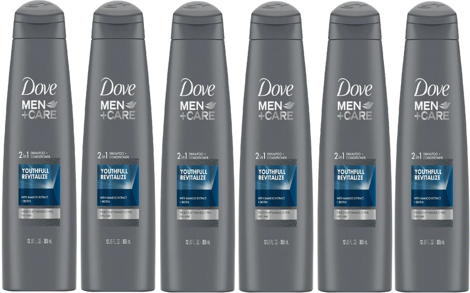 Dove Men Sh 2 в 1 Youthfull Revital 12 унций упаковка 6 шт. - Изображение 1 из 3
