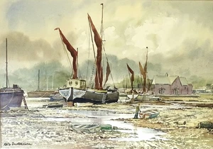 Quadro acquerello originale firmato Keith Burtonshaw Pinmill Suffolk 2004 incorniciato - Foto 1 di 4