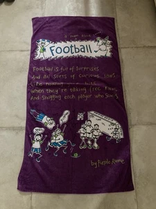 VINTAGE PURPLE RONNIE TOWEL A FOOTBALL POEM ALL CLEAN & TIDY - Picture 1 of 5
