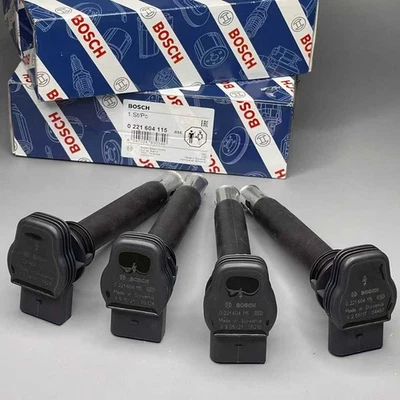 Bosch Ignition Coil 4PCS 0221604115 For AUDI A3 A4 A5 A6 VW Beetle Golf Jetta - Image 1 of 4