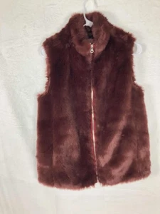 J Crew Weste Damen XS Burgund Kunstfell Reißverschluss Ärmellos Jacke Stil H0514 - Bild 1 von 7