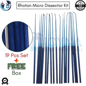 Rhoton Micro Dissector 19 Pcs Set Titanium Coated + Premium Stainless Steel Box - Picture 1 of 19