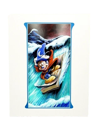Disney Parks Mickey Socerer On A Wave Fantasia Art Print By Brian Blackmore New - Image 1 of 4