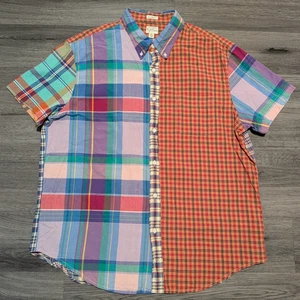 J. Crew Herren mehrfarbig Patchwork kariert indisch Madras Relaxed Fit Hemd Größe XL - Bild 1 von 6