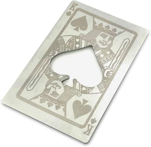 Metall Karten Flaschenöffner Edelstahl silber mit graviertem Muster (Stil K, - Bild 1 von 5