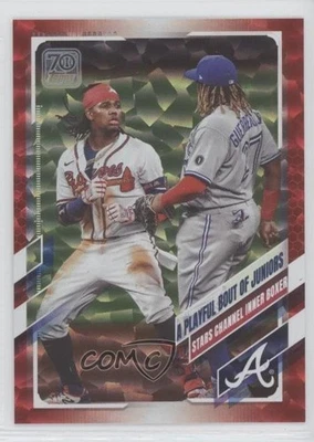 2021 Topps Checklist Red /199 Vladimir Guerrero Jr Ronald Acuna #61 - Image 1 of 2