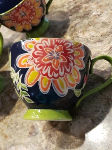 Anthropology Ella Ayaka Decorative Footed Slipware Coffee Cup 12 Oz EUC - Picture 1 of 6
