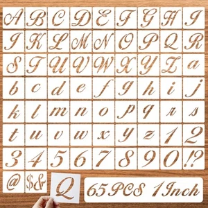 1 Inch Letter Symbol Stencils for Painting on Wood, 65 Pcs Alphabet Drawing T... - Picture 1 of 7