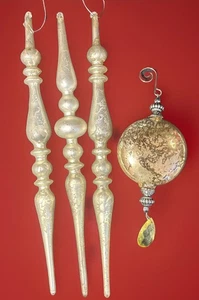 Icicle finial ornament lot Mercury style Glass  13.5” - Picture 1 of 6