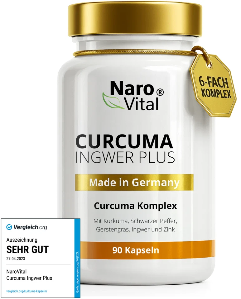 Kurkuma Kapseln hochdosiert - Mit Curcuma Pulver - Curcumin & Piperin - Bild 1 von 4