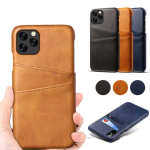 For iPhone 13 12 11 Pro Max XS 14 15 Leather Wallet Card Pocket Slim Case Cover - Picture 1 of 16