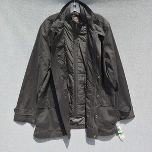 Tasso Elba Mens Black Jacket SZ L Double  Zipper Front & So Many Pockets - Picture 1 of 13