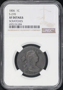 1806 Draped Bust Large Cent S-270 NGC XF Details Scratched - Very Low Mintage! - Picture 1 of 2