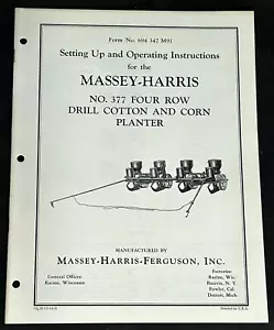 MASSEY HARRIS Operating Manual NO.377 FOUR ROW PLANTER 690 347 M91 1954 - Picture 1 of 1