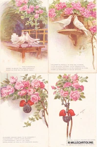 GRUSSKARTEN, 4 POSTKARTEN, TAUBEN UND LIEBESSCHLÖSSER m - Bild 1 von 1