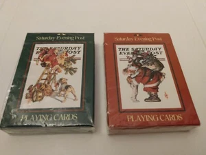 [No Tin] Vintage 1997 Saturday Evening Post Santa Claus Playing Cards 2-Deck Set - Bild 1 von 3