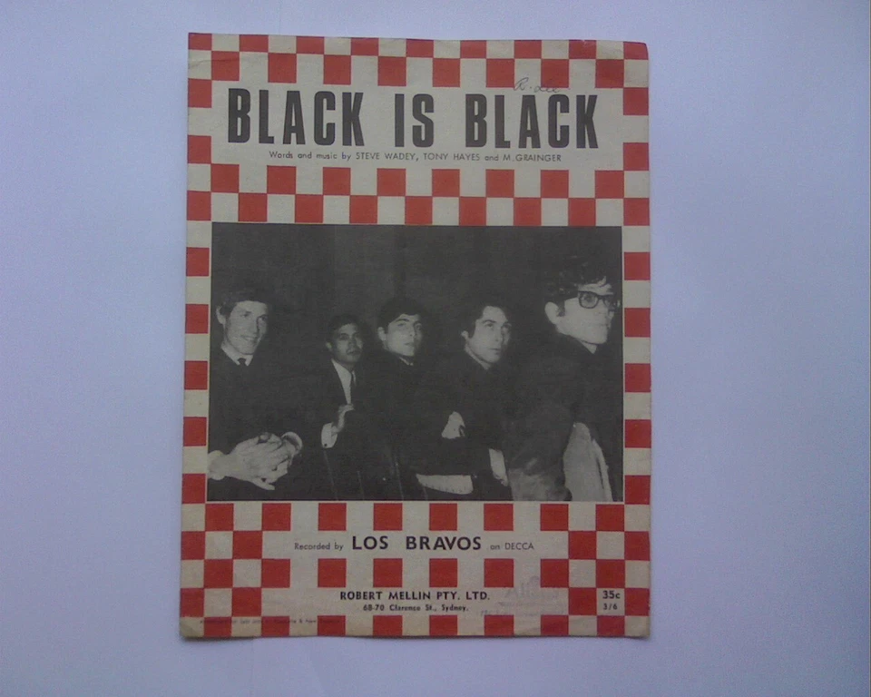 1965 Los Bravos, Black Is Black, DECCA RECORDS,  RARE VINTAGE Sheet Music - Image 1 of 1