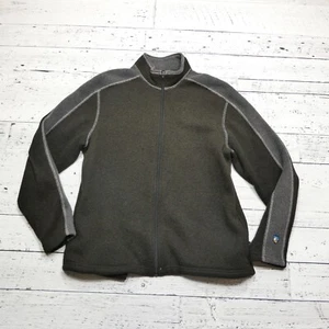 Kuhl Alfpaca Fleece Jacket Mens Large Brown Green Full Zip Sweatshirt Mock Neck - Picture 1 of 7