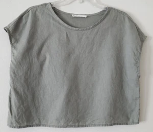 Everlane Damen The Muscle Top Leinen M Salbeigrün Relaxed Fit Cropped - Bild 1 von 4