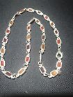 Silver Tone Vintage Necklace Costume Jewellery With Painted Links