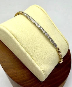 Diamond Bracelet 14k YG & WG w/Card Appraisal 6 3/4" - Picture 1 of 12