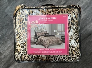 Juicy Couture Leopard Satin KING 8pc Set Comforter Shams Sheet Set Pillow - Picture 1 of 4