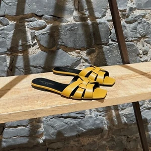 Saint Laurent Yellow Tribute Mules Flat Sandals - 37 IT - Picture 1 of 12