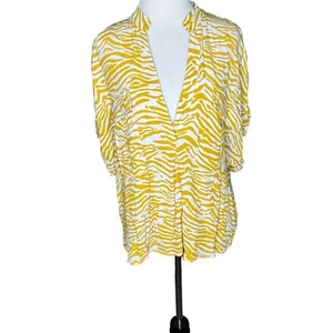 Maeve By Anthropologie Yellow Zebra Print V-Neck Blouse Size Medium - Picture 1 of 5