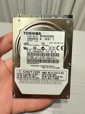 Toshiba 80GB MK8032GSX  (HDD2D32 B ZK01 T) Laptop HardDrive WIPED & TESTED! M3 - Image 1 of 4