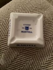 Vintage Martell Cognac Ashtray White Glass Breweriana Pub Man Cave Bar Retro