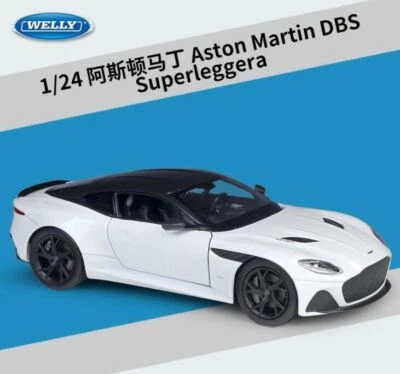 Welly 1:24 Aston Martin DBS Superleggera Diecast Metal Model Car Blue Red - Image 1 of 4