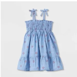NEW! Toddler Girls' Chambray Star Smocked Tank Top Dress - Cat & Jack (3T) - Picture 1 of 1