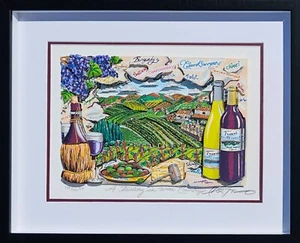 CHARLES FAZZINO A TASTING IN WINE COUNTRY 3D DX HAND SIGNED FRAMED DELUXE COA - Picture 1 of 14