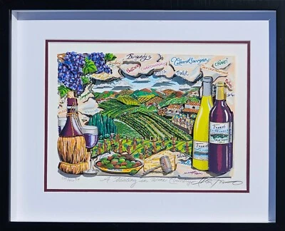 CHARLES FAZZINO A TASTING IN WINE COUNTRY 3D DX HAND SIGNED FRAMED DELUXE COA - Image 1 of 4